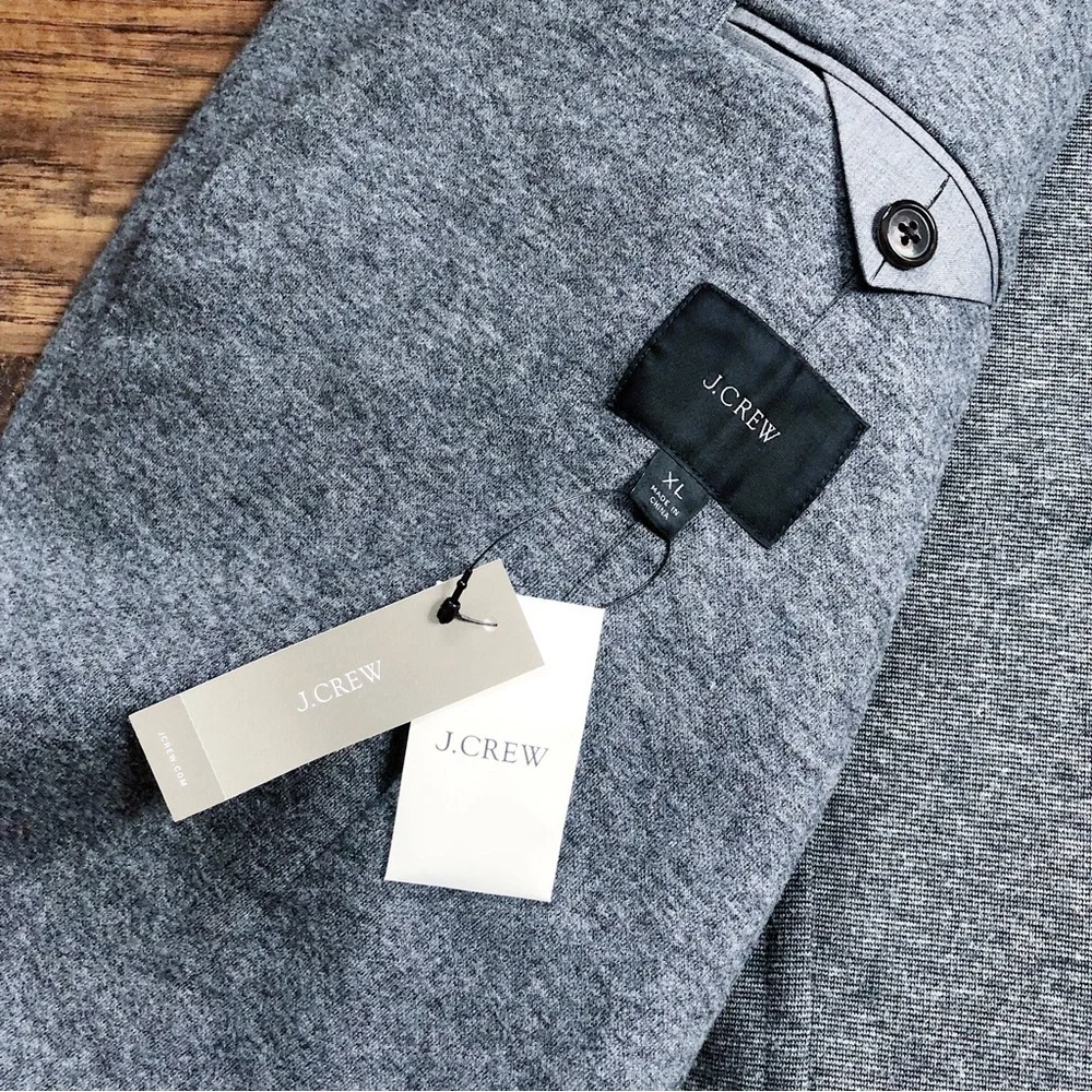 J Crew • Slim-fit knit suit jacket in wool-cotton blend Heather Grey blazer